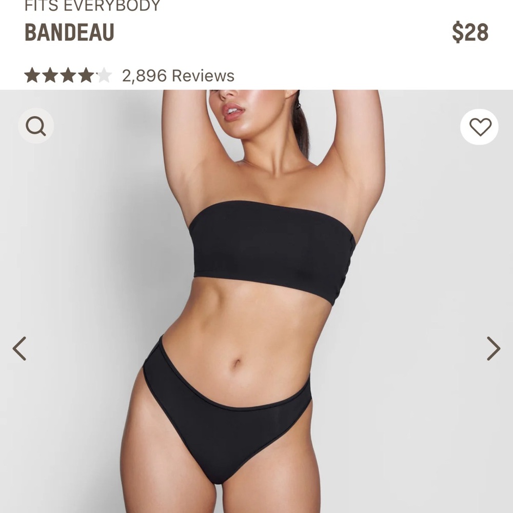 Skims,Bandeau Bra, Size X-Small, Black Onyx